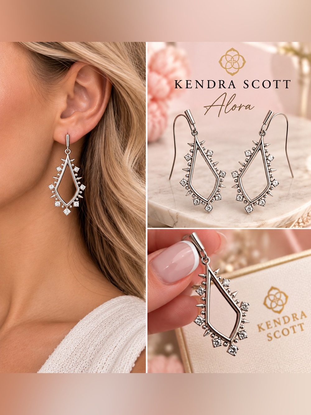 Kendra Scott Alora Rhodium Over Brass Drop Earrings